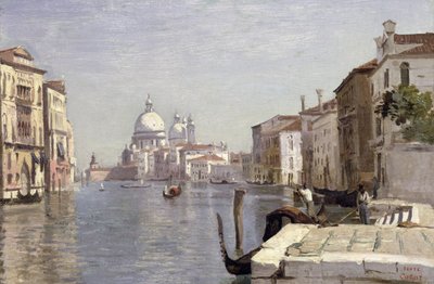 Venetië - Uitzicht op Campo della Carita richting de koepel van de Salute, 1834 door Jean Baptiste Camille Corot